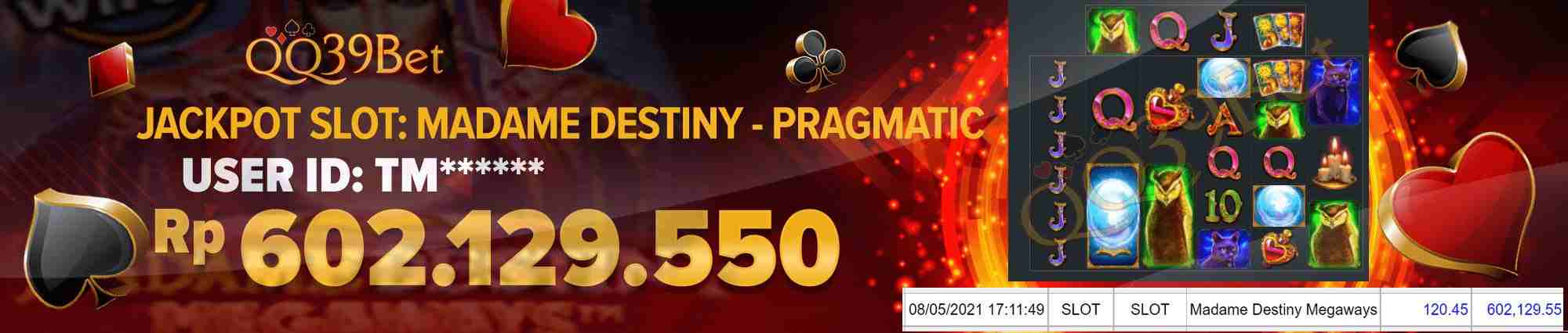 bukti kemenangan judi slot di QQ39bet
